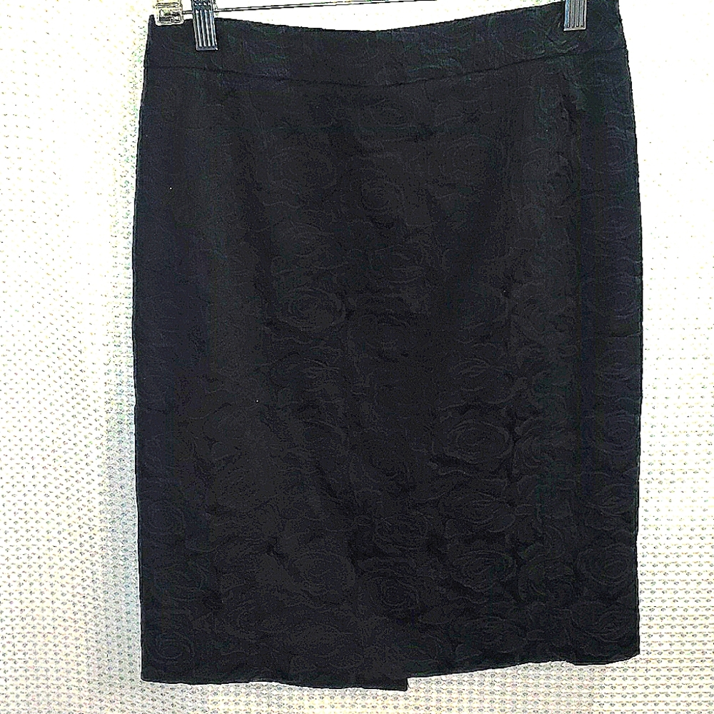 Vanessa Virginia -Anthropologie Women's Gray Floral Brocade Pencil Skirt Sz-10